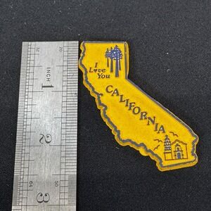 Vintage California State Shaped Refridgerator Magnet Souveneir Yellow I Love You